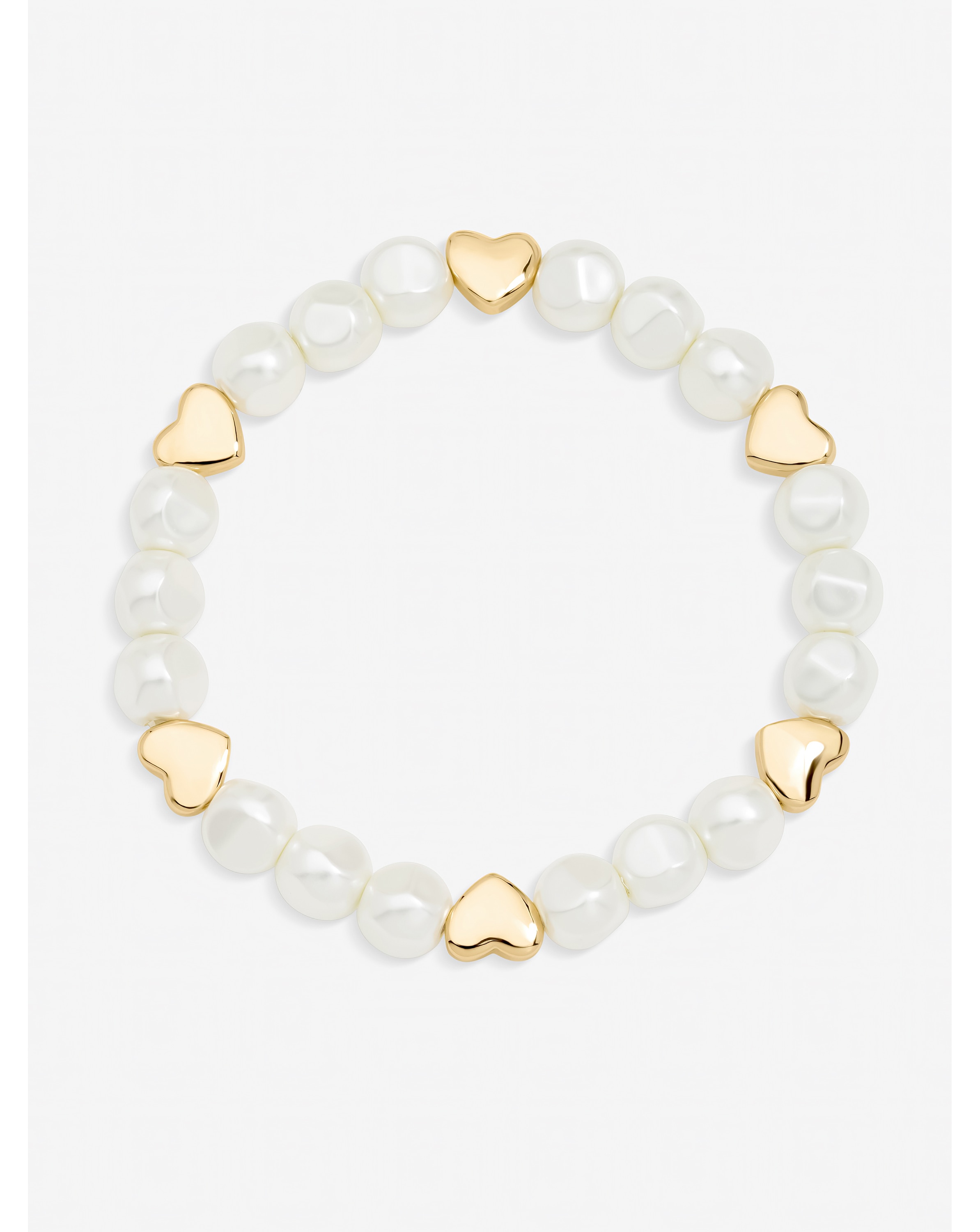 New In - Gold Pearl Polished Heart Bracelet