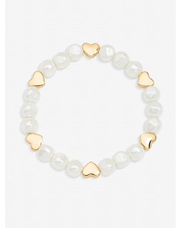 Jon Richard Gold Plated Pearl and Polished Heart Bracelet