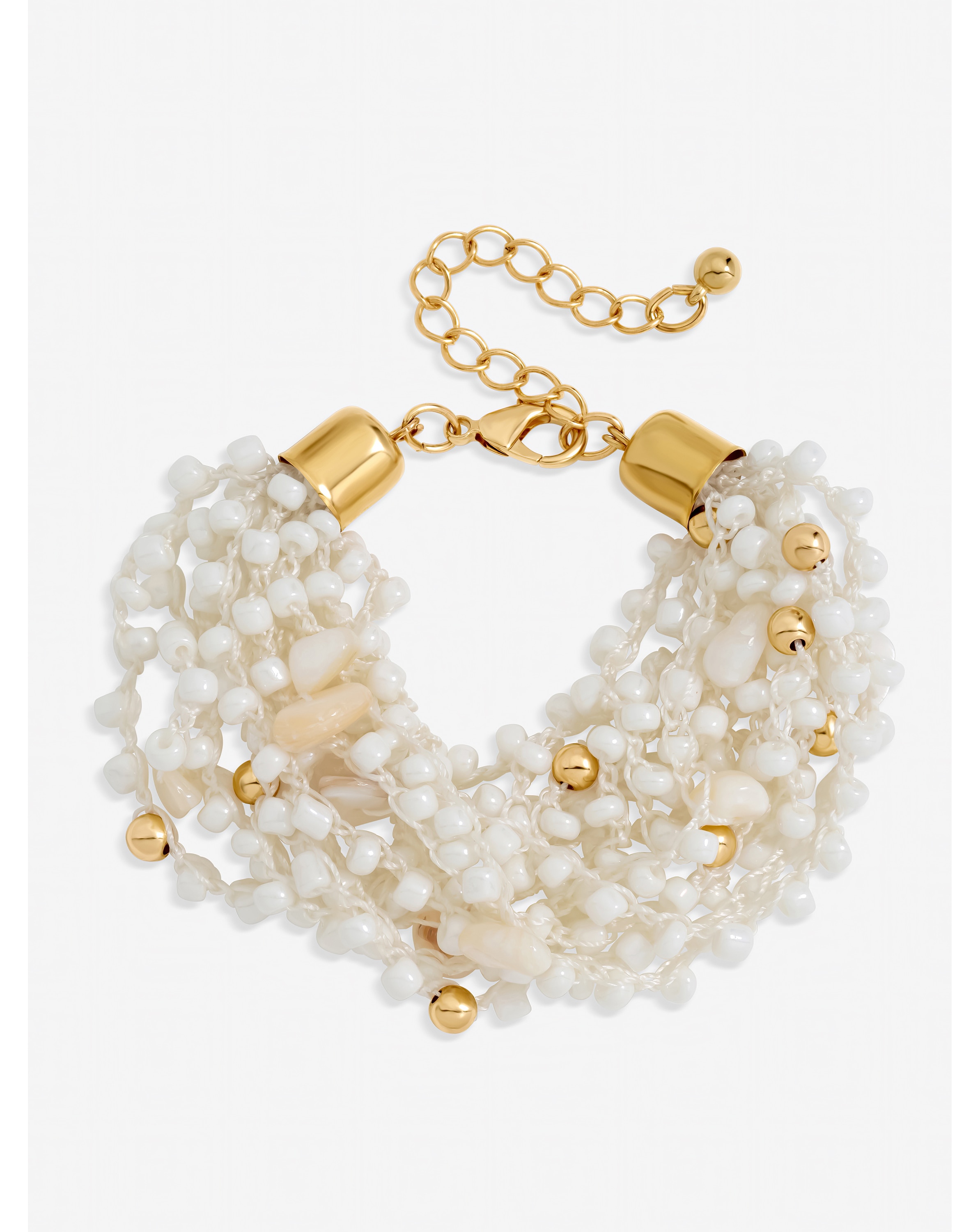 Gold Plated Multirow Beaded Bracelet