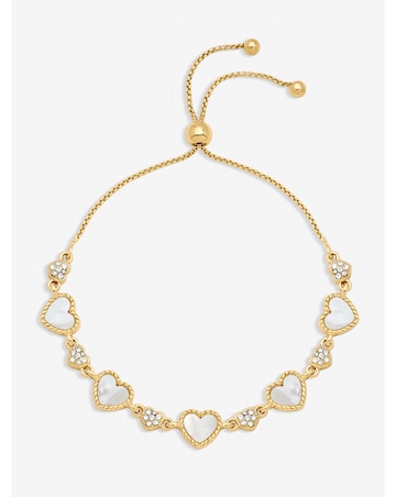 Jon Richard Gold Plated Pave and Mother of Pearl Heart Toggle Bracelet