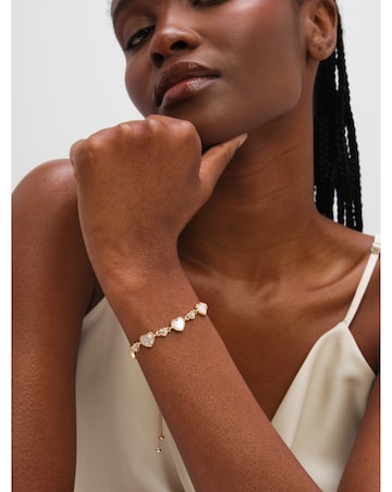 Jon Richard Gold Plated Pave and Mother of Pearl Heart Toggle Bracelet