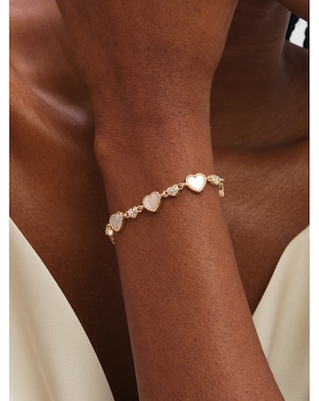 Jon Richard Gold Plated Pave and Mother of Pearl Heart Toggle Bracelet
