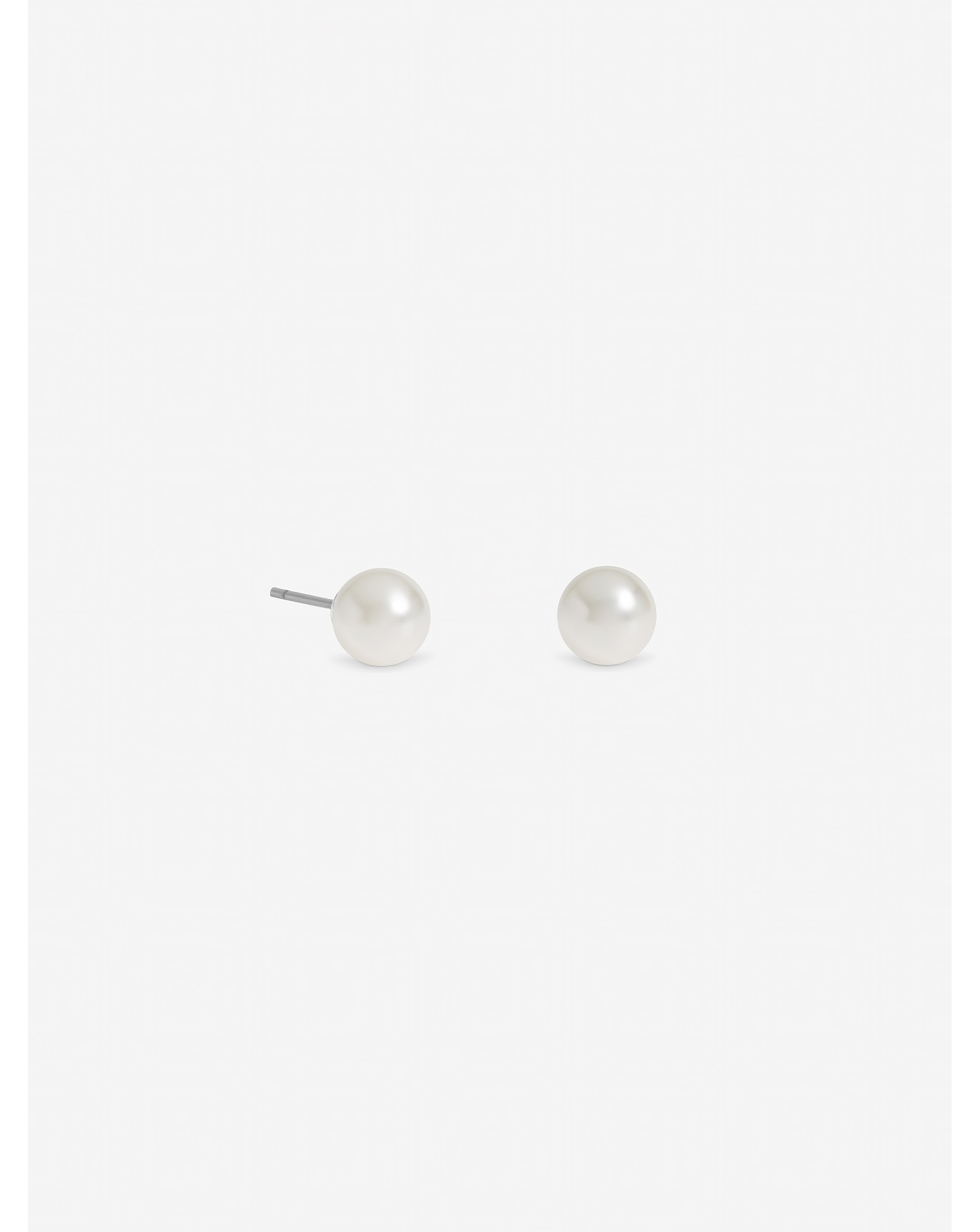 New In - Silver Plated Small White Pearl Studs