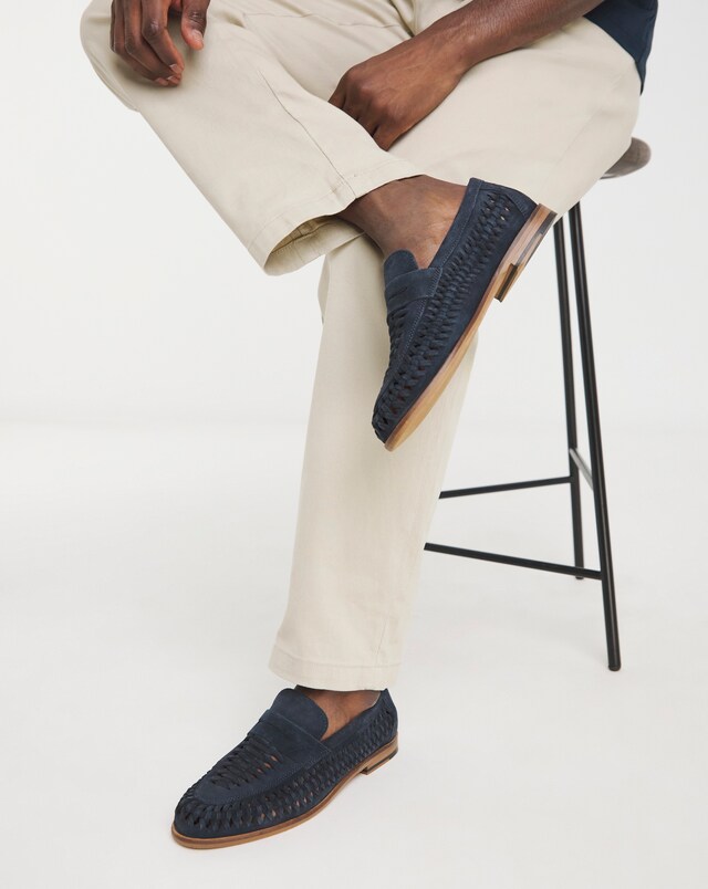 Suede Interweave Penny Loafer WF - Navy