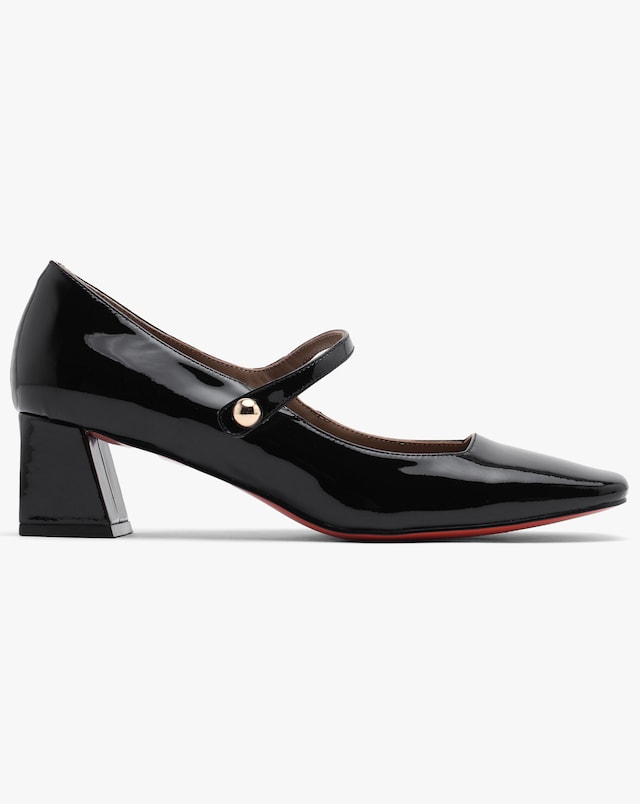 Daniel Sellasia Black Patent Leather Mary Jane Court Shoes Standard Fit