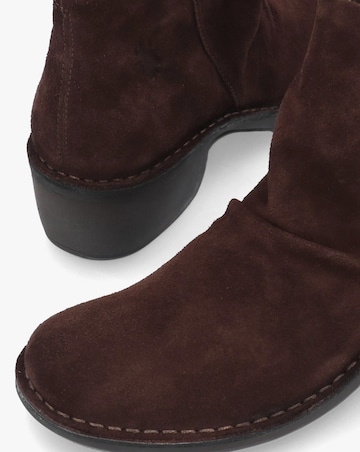 Fly London Muke Brown Suede Ruched Ankle Boots Standard Fit