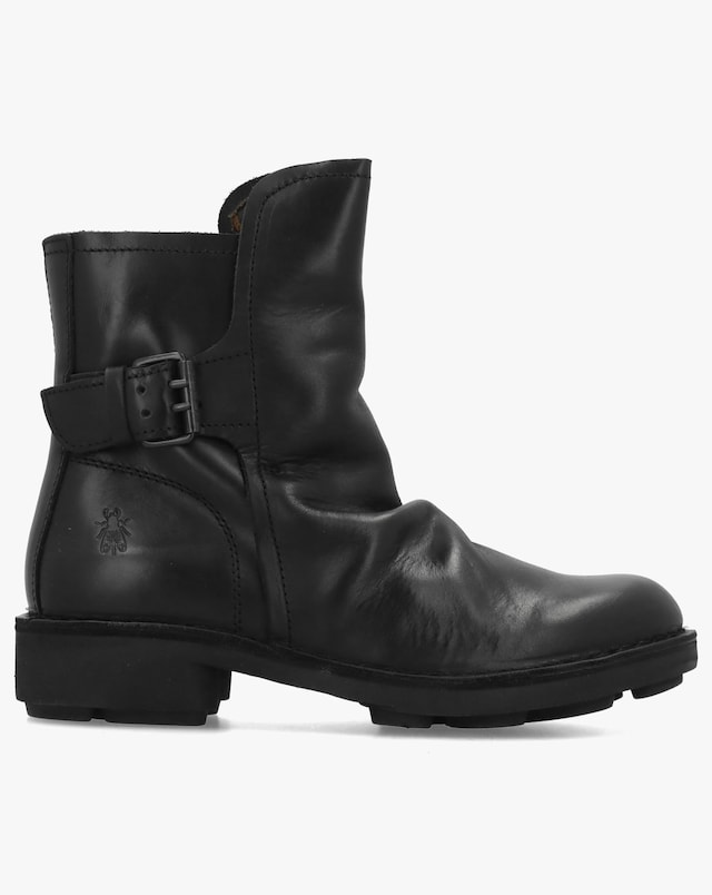 Fly London Nury Black Leather Ankle Boots Standard Fit