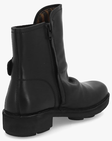 Fly London Nury Black Leather Ankle Boots Standard Fit