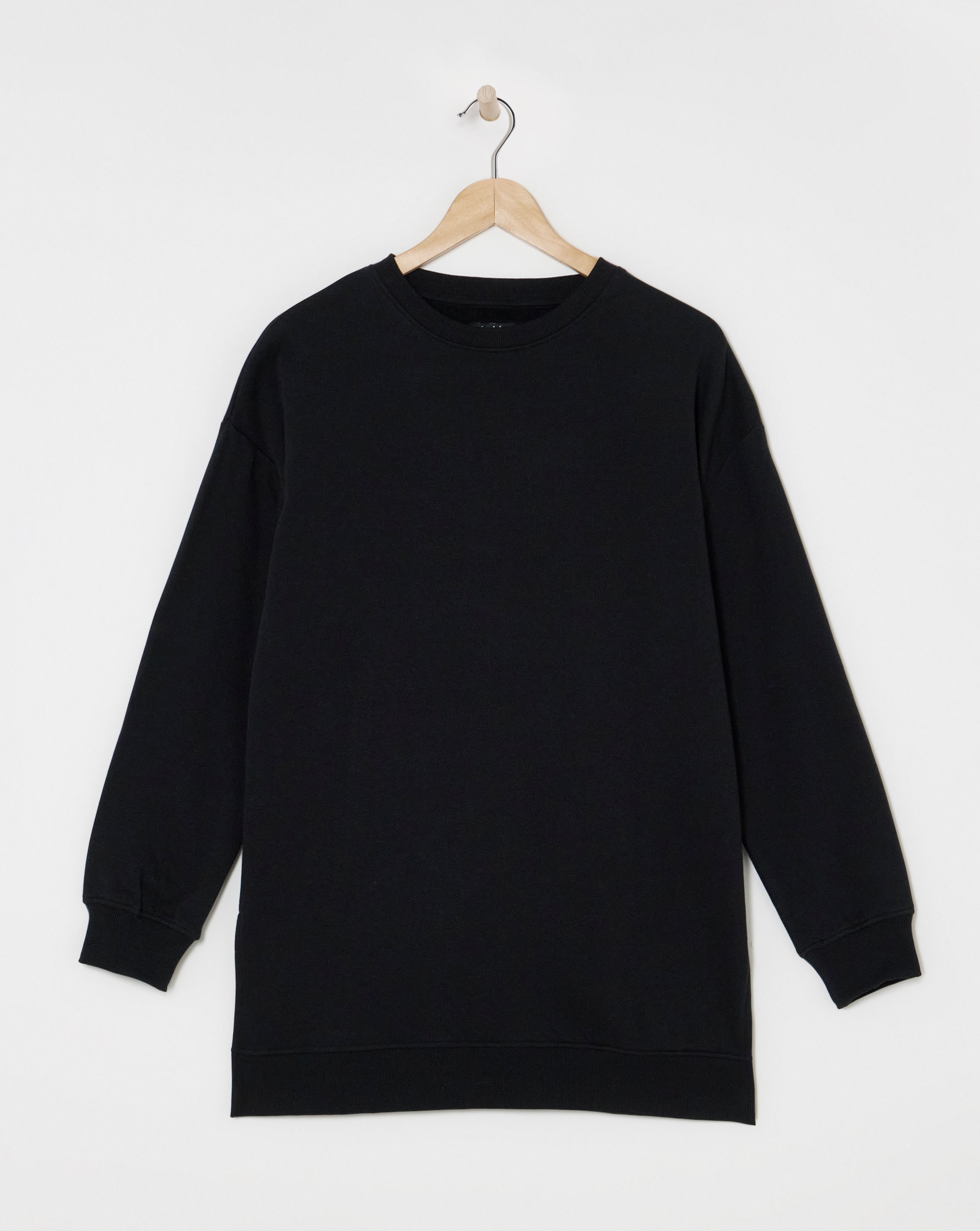 Basic Black Longline Sweatshirt Tunic