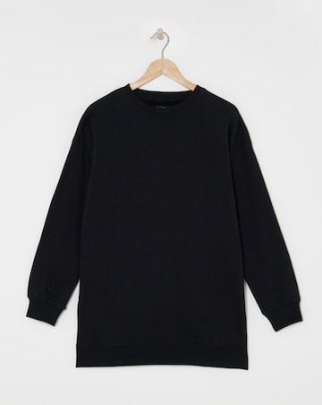 Basic Black Side Split Longline Sweatshirt Tunic