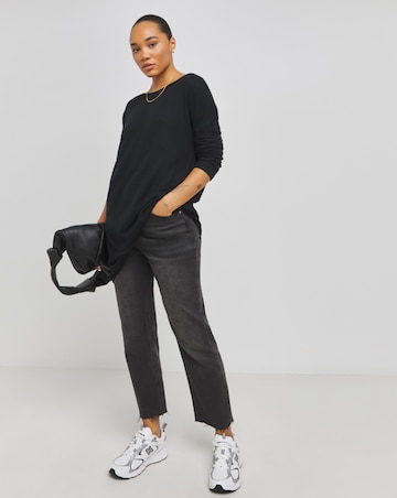 Black Soft Touch Cross Back Detail Longline Tunic