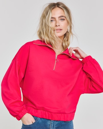 Hot Pink Zip Up Sweatshirt