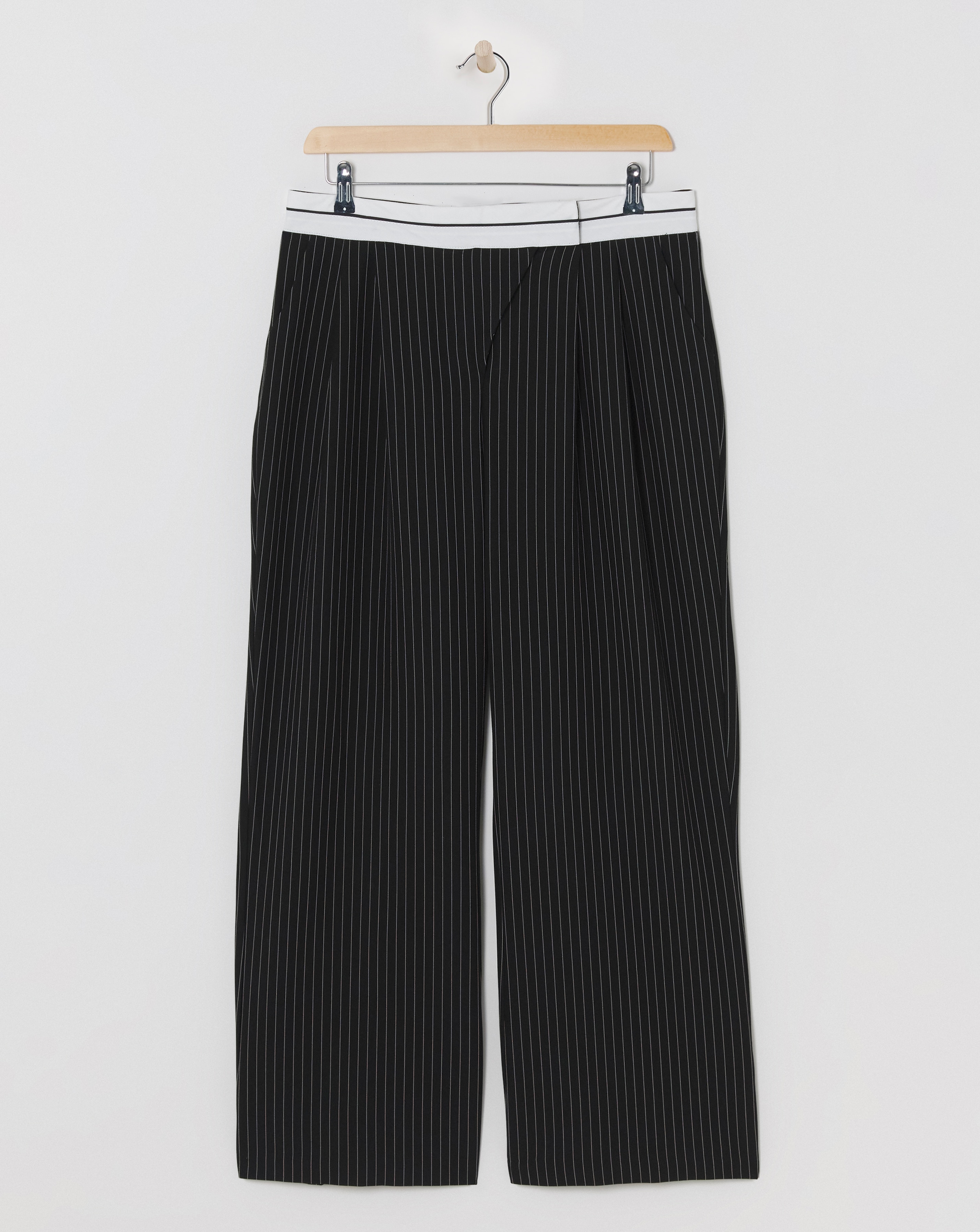 Turnover Waistband Pinstripe Trousers