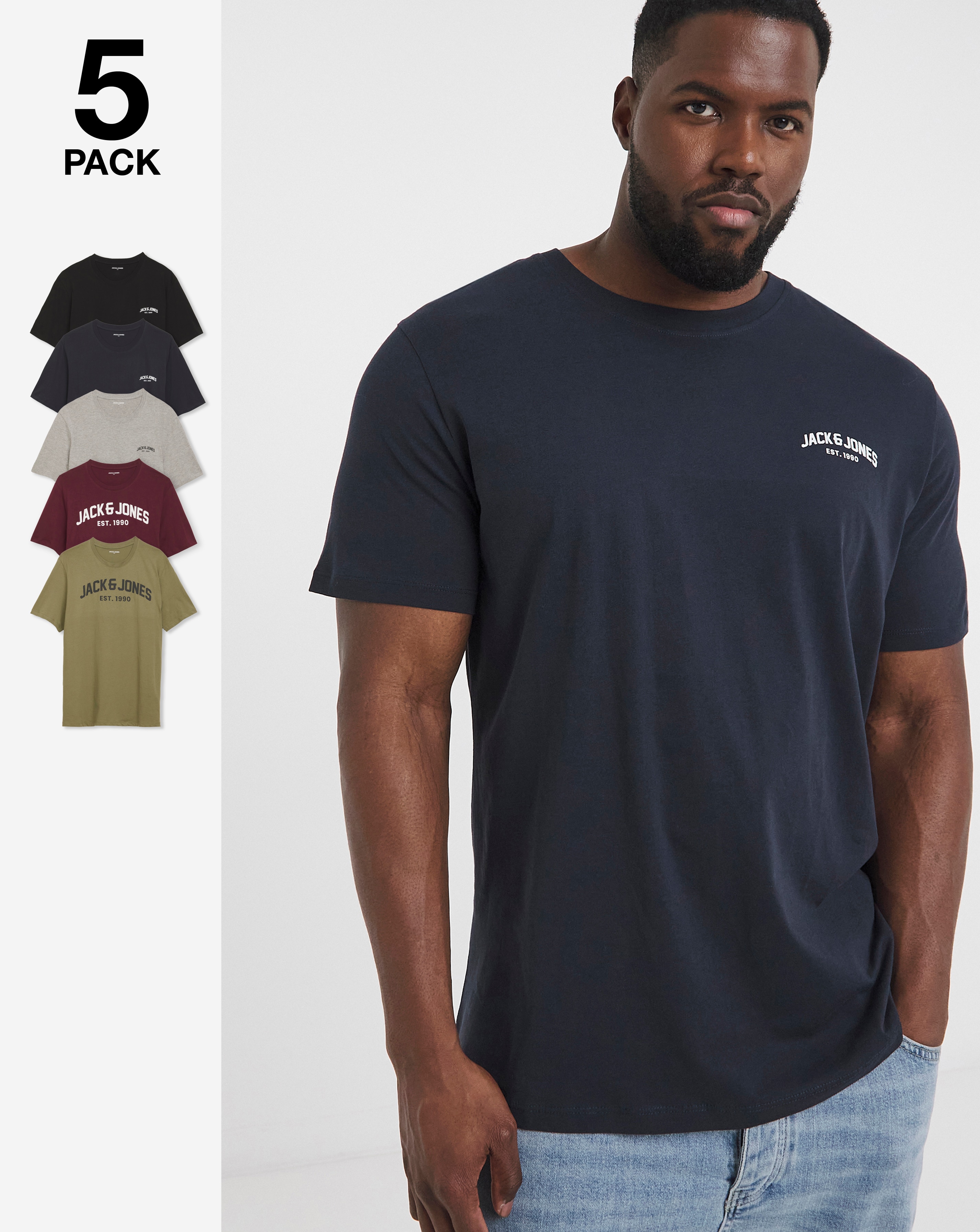 Jack & Jones Josh Logo T-Shirt 5 Pack