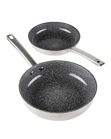 Durastone Set of 2 Stainless Steel Fry Pans