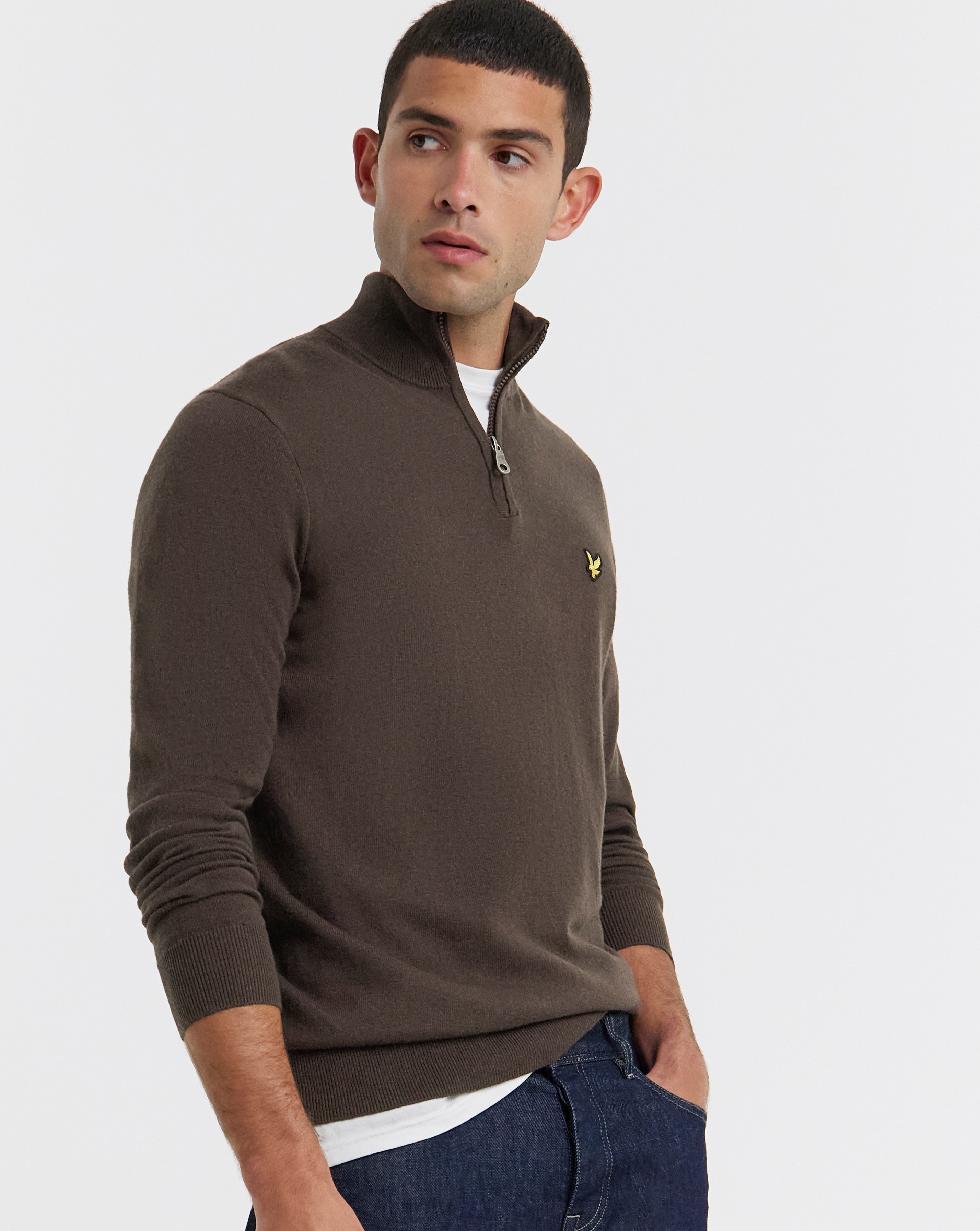 Lyle & Scott 1/4 Zip Jumper - Espresso