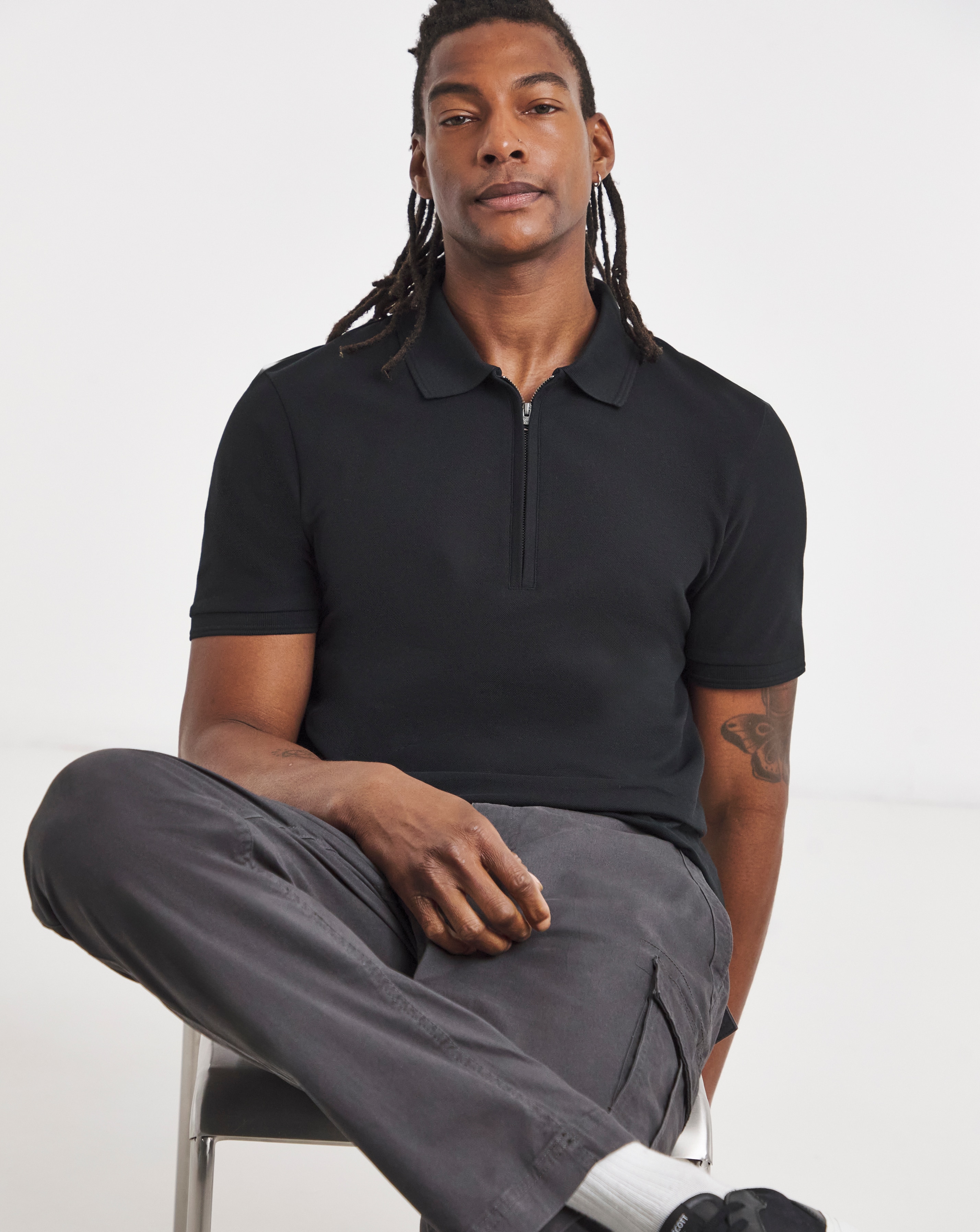 New In - Lyle & Scott Half Zip Polo - Black