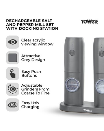 Tower Rechargeable Salt & Pepper Mill