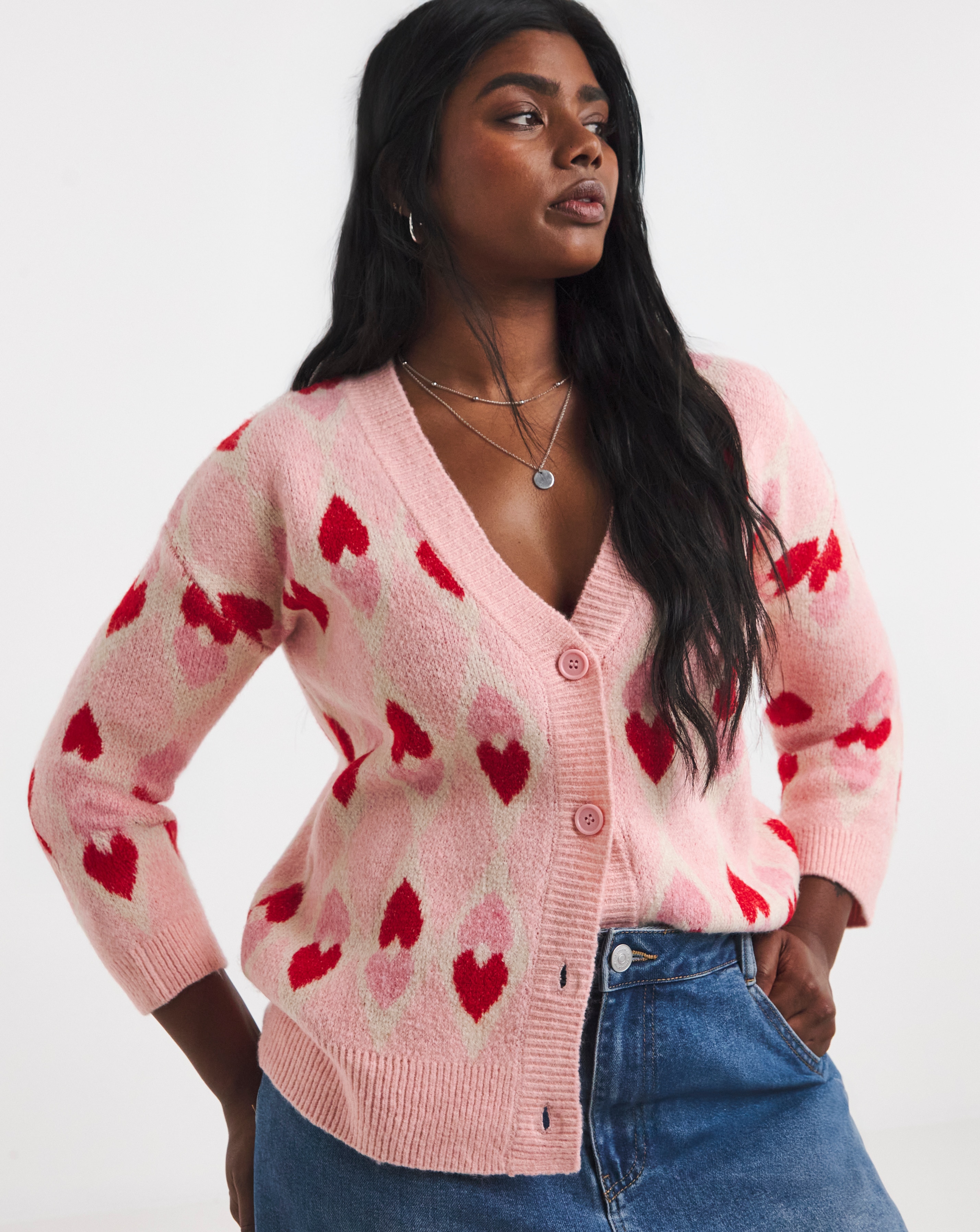 New In - Heart Jacquard Cardigan