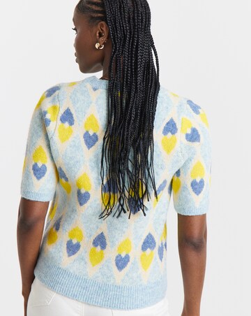 Heart Jacquard Short Sleeve Jumper