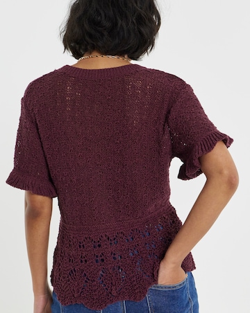 Peplum Stitch Detail Short Sleeve Knit