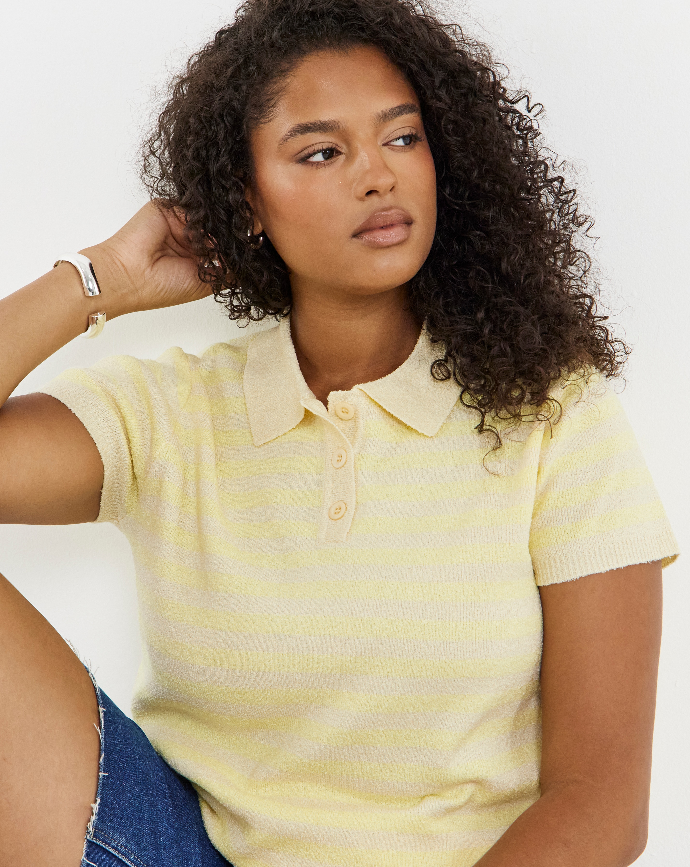 Knitted Striped Polo
