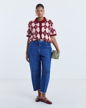 Argyle Short Sleeve Collar Cardigan