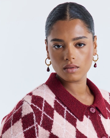 Argyle Short Sleeve Collar Cardigan