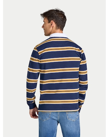 Raging Bull L/S Tri Colour Stripe Rugby Shirt Navy