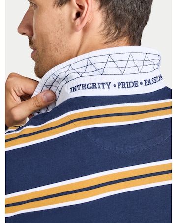 Raging Bull L/S Tri Colour Stripe Rugby Shirt Navy