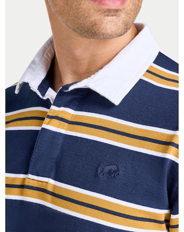 Raging Bull L/S Tri Colour Stripe Rugby Shirt Navy