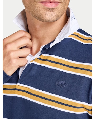 Raging Bull L/S Tri Colour Stripe Rugby Shirt Navy