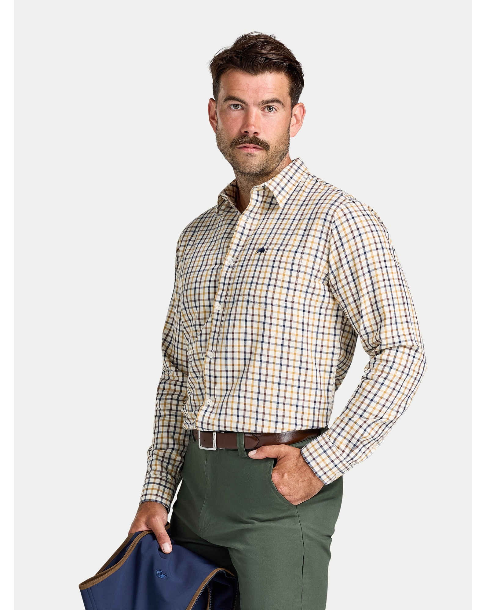 Raging Bull L/S Country Check Brushed Cotton Twill Shirt Mustard