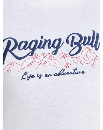 Raging Bull Embroidered Mountains T-Shirt Ecru Marl
