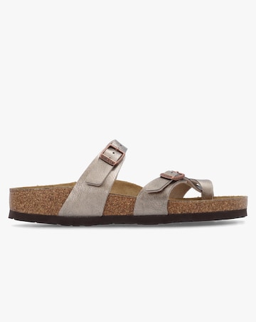 Birkenstock Mayari Graceful Taupe Birko-Flor Thong Sandals Narrow Fit