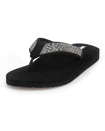 totes Ladies Beaded Wedge Flip Flop