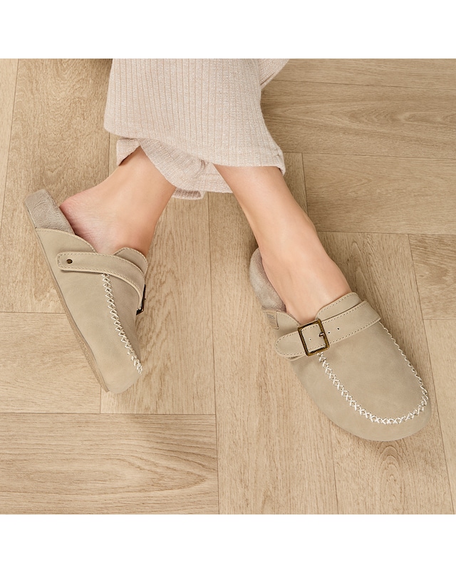 Isotoner Ladies Suedette Open Back Moccasin Slipper