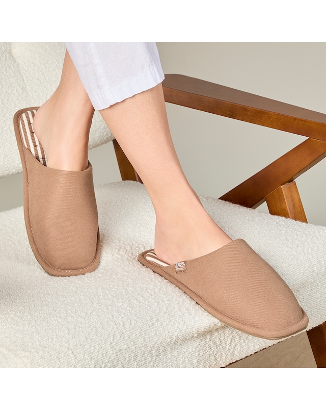 Isotoner Ladies Square Toe Stripe Mule Slipper