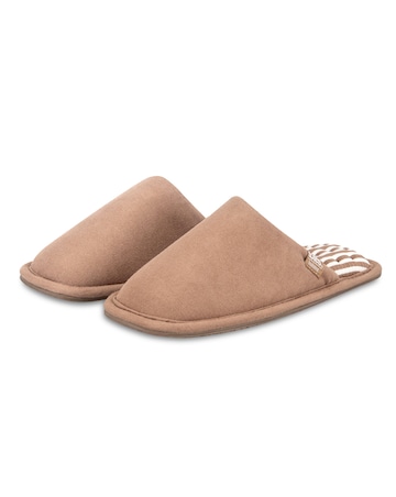 Isotoner Ladies Square Toe Stripe Mule Slipper