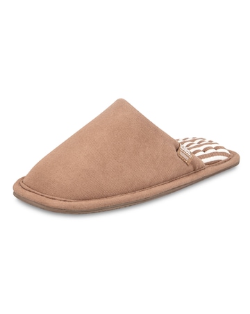 Isotoner Ladies Square Toe Stripe Mule Slipper