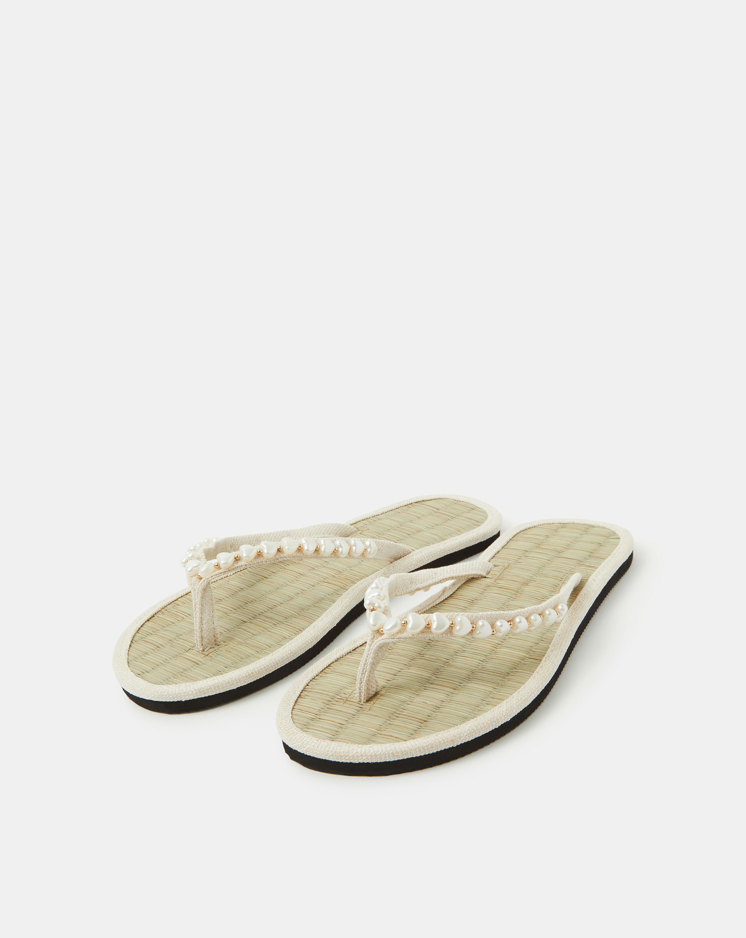 New In - Accessorize Bead Seagrass Flip Flops