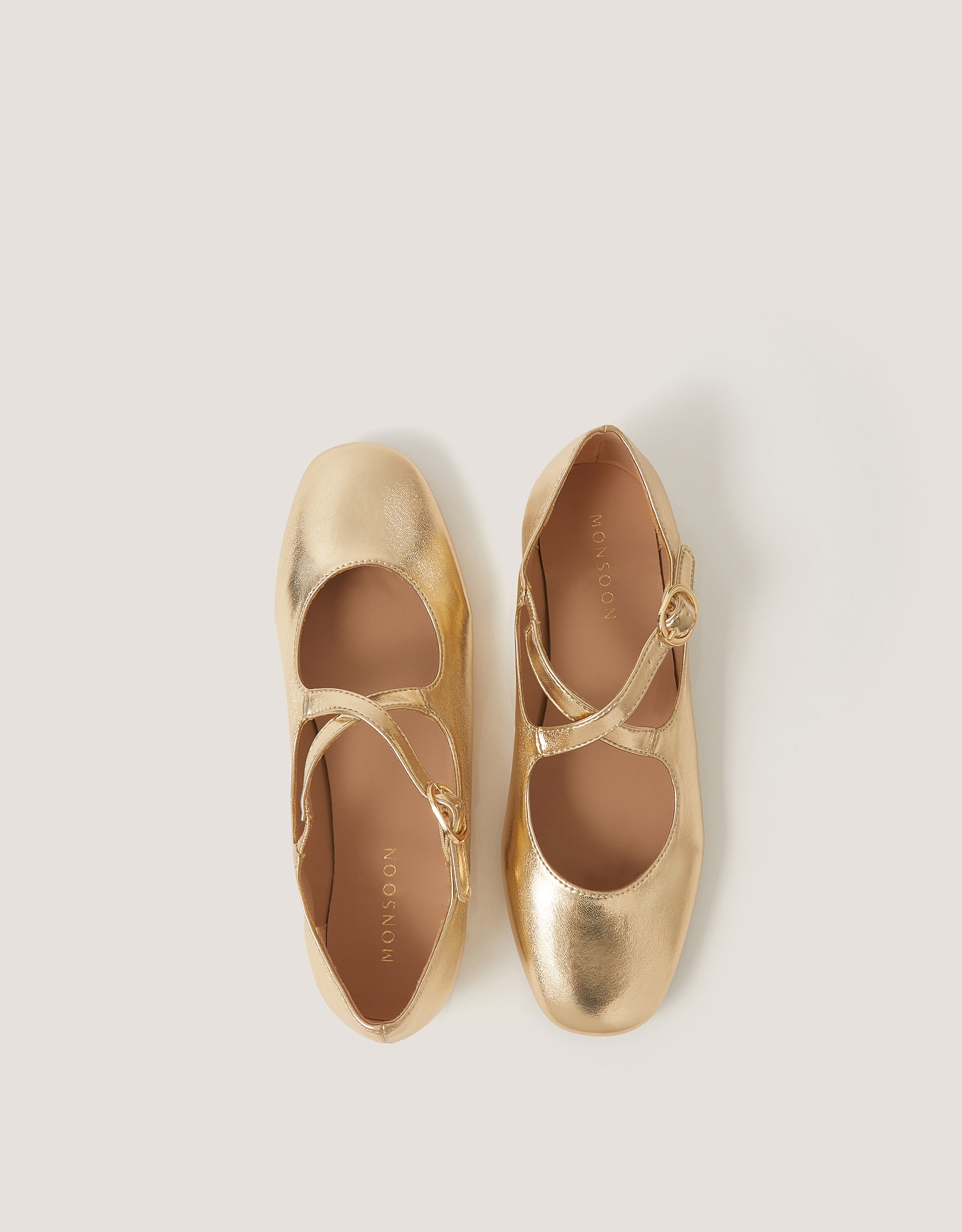 New In - Monsoon Dana Metallic Ballet Flats
