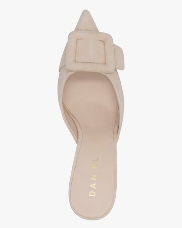 Daniel Etta Nude Suede Buckle Trim Heeled Mules Standard Fit