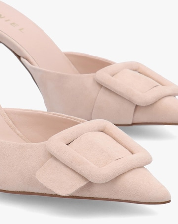Daniel Etta Nude Suede Buckle Trim Heeled Mules Standard Fit