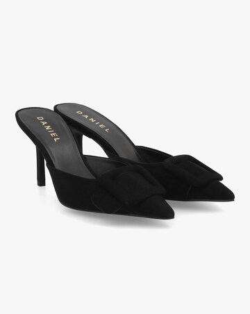 Daniel Etta Black Suede Buckle Trim Heeled Mules Standard Fit