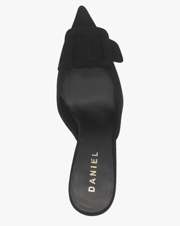 Daniel Etta Black Suede Buckle Trim Heeled Mules Standard Fit