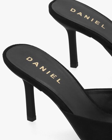 Daniel Etta Black Suede Buckle Trim Heeled Mules Standard Fit