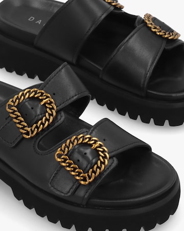 Daniel Annes Black Leather Chunky Mules Standard Fit