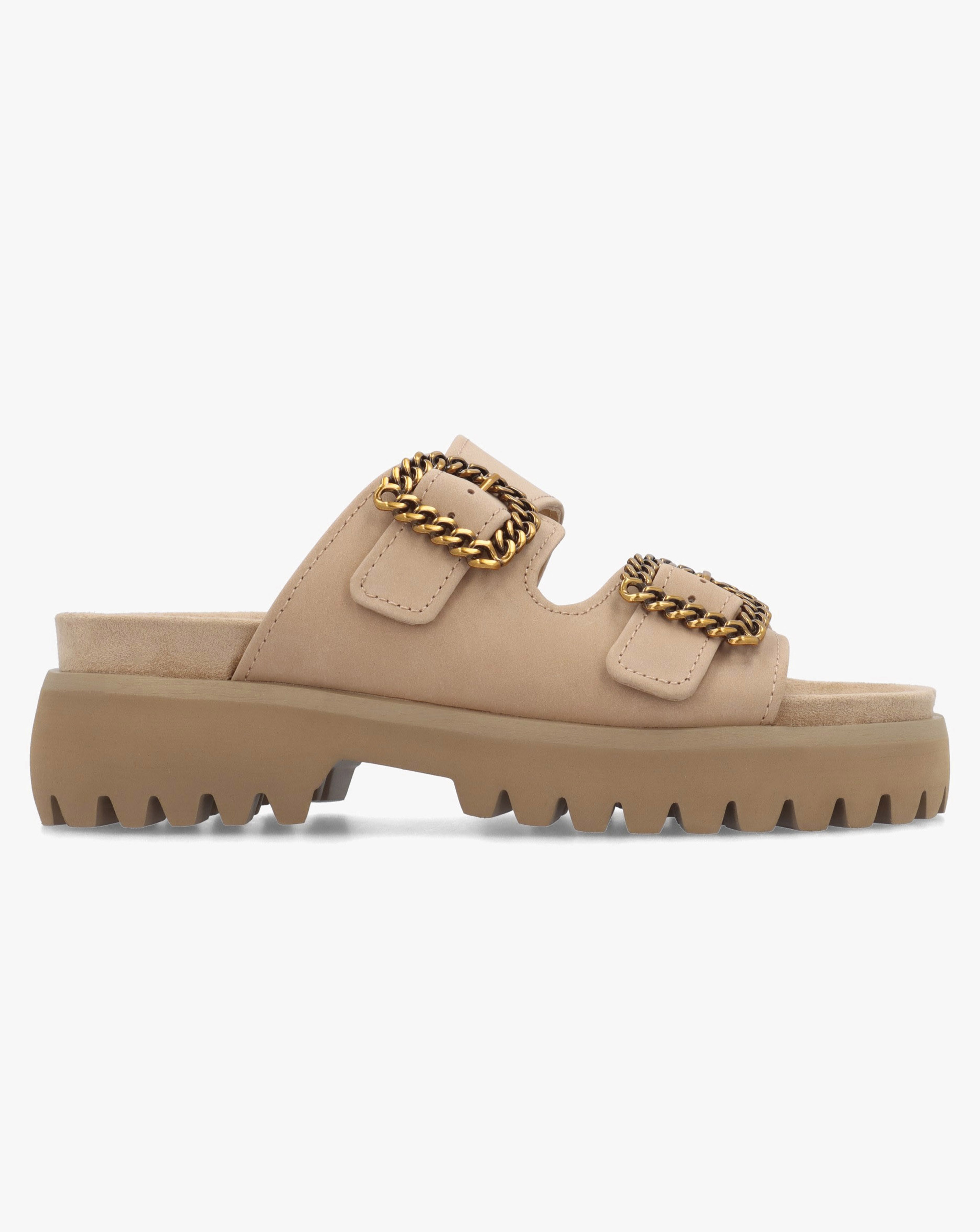 New In - Daniel Annes Beige Suede Chunky Mules