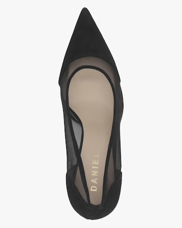 Daniel Elphaba Black Suede & Mesh Heeled Court Shoes Standard Fit